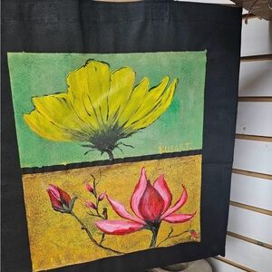 Floral Art hand painted Tote Bag